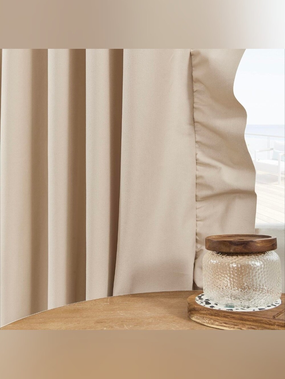 Soft Ruffle Curtain Panel - Cream - Picture 4 of 7